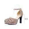 Fashion Women's High Heels 2025 Plus Size Ankle-wrap Fashion Dress Pumps Women Leopard Shallow Buckle Strap Shoes Women High Heels