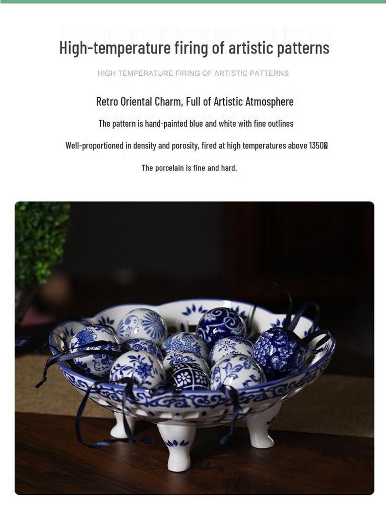 Blauer und weißer Jingdezhen Keramikkugel-Anhänger - Auto- und Weihnachtsdekoration.