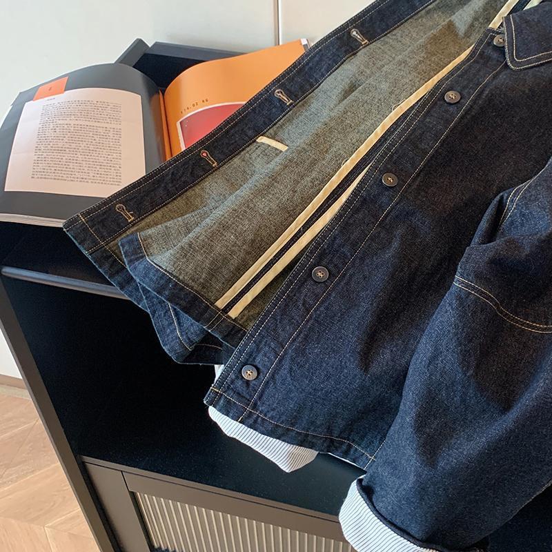 Women's Retro Contrast Stitch Denim Jacket - Autumn/Winter 2025 Slimming Casual Style