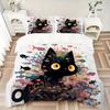 3pcs Colorful Fish & Kitten Printed Bedding Set, Soft and Comfortable Quilt Cover for Bedroom, Guest Room (1 Duvet Cover + 2 Pillowcases, Pi