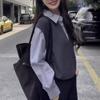 Andy velvet washing water, autumn new fake two-piece Polo collar shirt, high-end temperament, casual and versatile woman