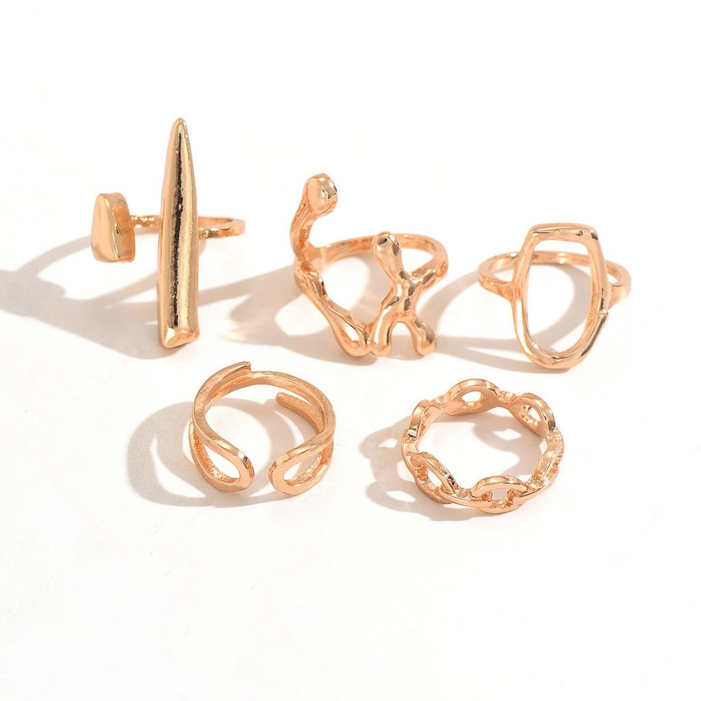 Geometric Alloy Lava Ring Unisex Fashion Accessory Summer золотой