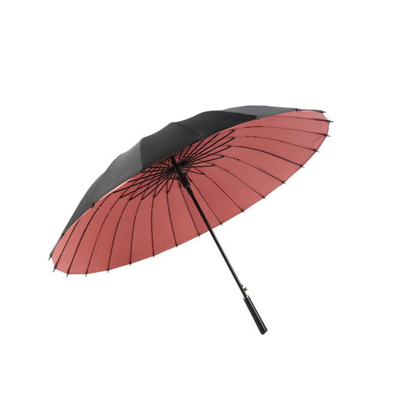 Parasol dwuwarstwowy 24-szkieletowy, na pogodę i deszcz, powiększony i pogrubiony parasol z długim uchwytem, duży, dwufunkcyjny, męski i damski