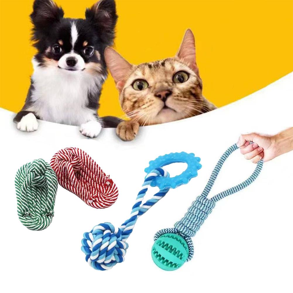 Dog Rope Toys Dental Chew Rope for Dogs Durable Puppy Teething Relief Toys Cotton Interactive Tug of War Rope Multi-Knot Bundle