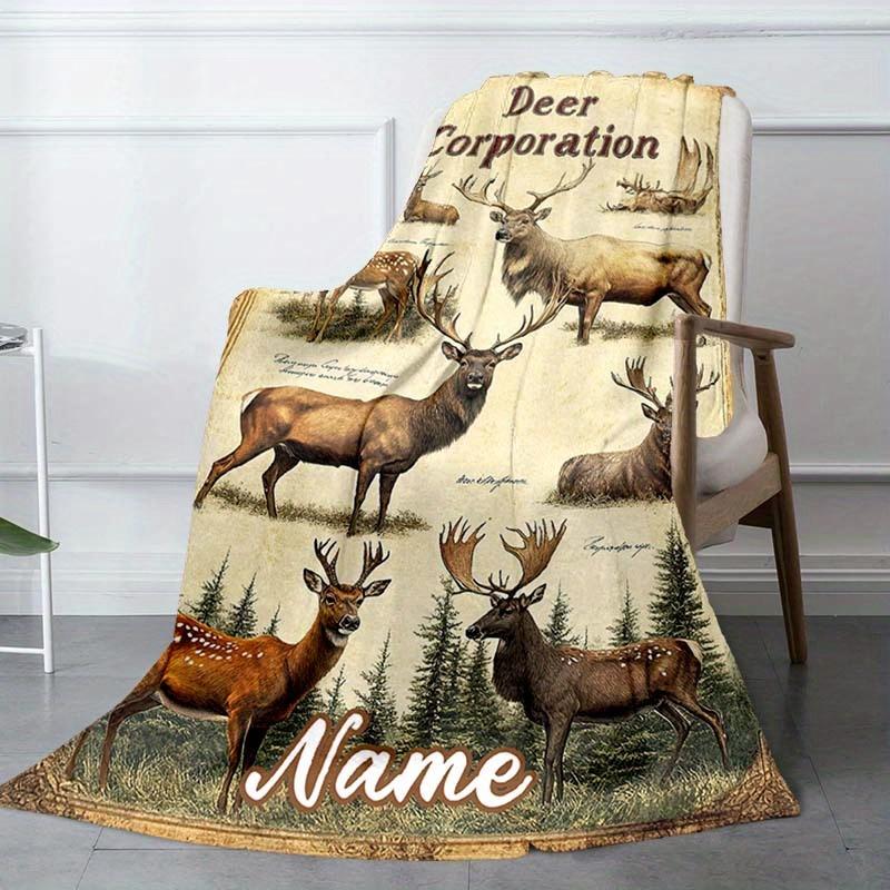 Deer Scarf Customize Your Name Blanket Warm Comfortable And Soft Blankets Are Suitable For Home Chairs Office Sofas Sofas Office Camping And Gifts For