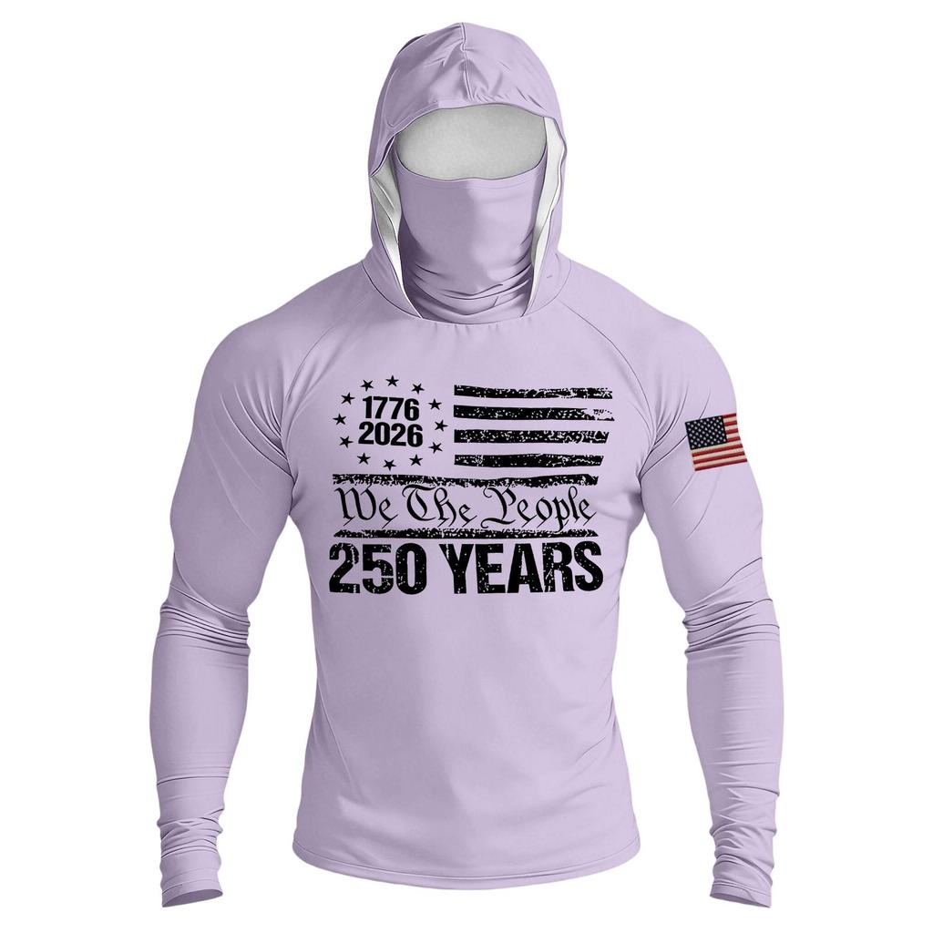 Men's Casual Raglan Sleeve Hooded Long Sleeve Sun Protection Shirt Lightweight Breathable Outdoor Activewear with Face Cover
