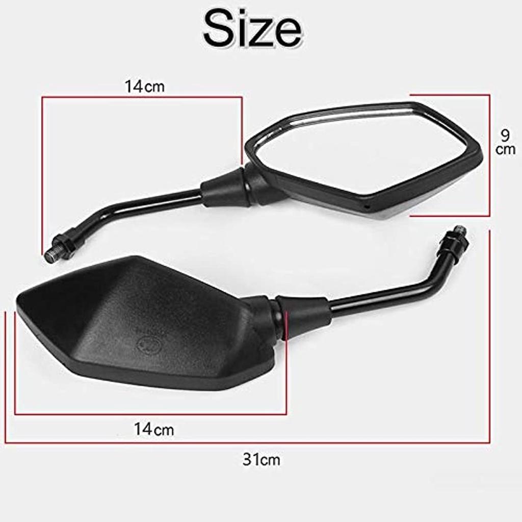 Paar Spiegel für Motorräder Universal-Lineal für Roller ATV Fahrrad Fahrrad Gewindebolzen 10 mm