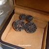 Hollow Round Front and Rear Two Earrings French Versatile Stud Earrings Metal Ethnic Style Earrings