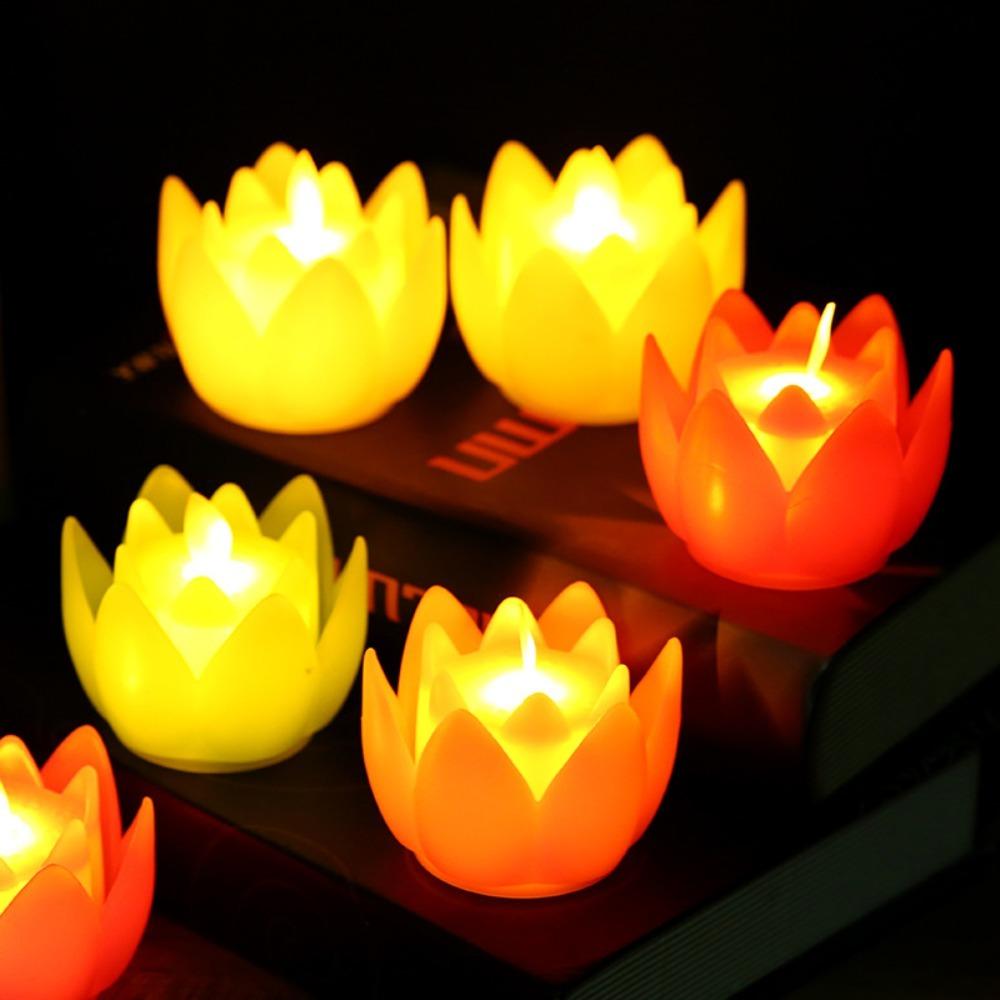 Temple Landscape Lights Wishing Lamp Led Electronic Lamp Buddhist Hall Lanterns Lotus Candle Lamp