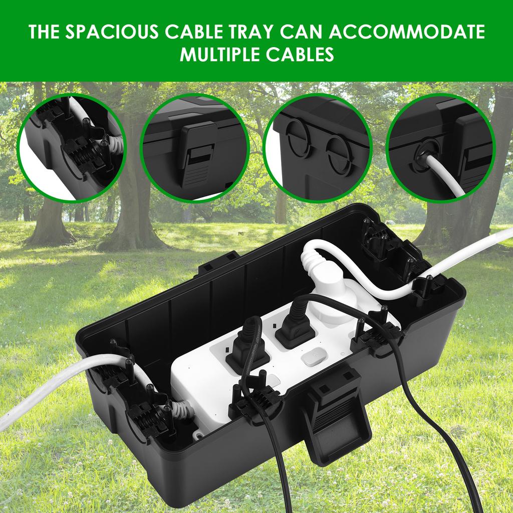 Outdoor Electrical Box Waterproof Weatherproof Connection Box 6 Cable Entry Ports, Extension Cord Cover Protect Power Strip Time