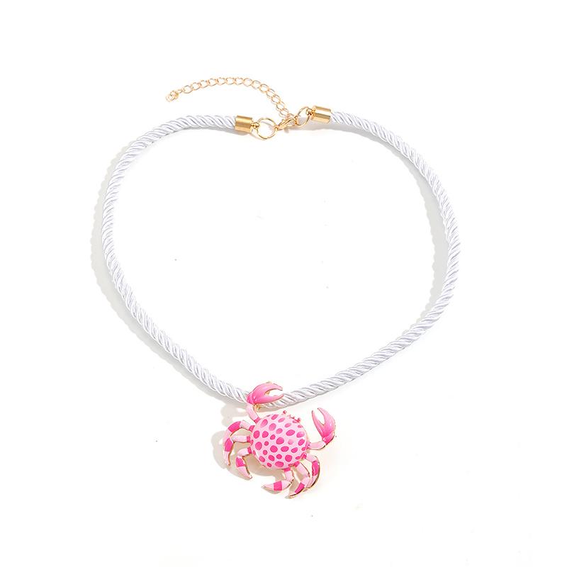 

Colorful Enamel Crab Pendant Necklaces for Women Fashion Ocean Style Exaggerated Charm Choker Necklace Vacation Jewelry Gift розовый