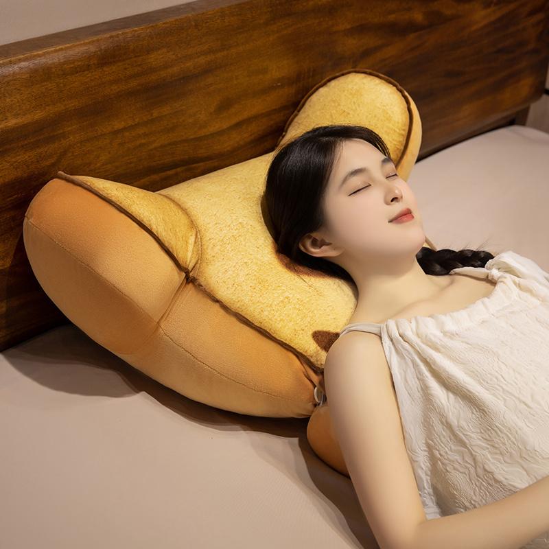 Cartoon Bedside Soft Animal Bread Cat Capybara Backrest Sofa Cushion Plush Biscuit Cat Triangle Pillow On The Bed Gifts