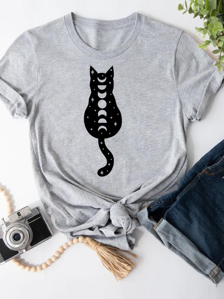 

Moon Cat Lovely 90s футболки с коротким рукавом женские футболки с рисунком модная летняя женская футболка с принтом графическая футболка