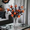 1/3/5Pcs Halloween Branches Artificial Pumpkin Maple Leaf Stem Flowers Halloween Party Decoration For Home DIY Vase Photo Props