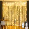 LED Fairy String Curtain Lights 8 Modes Remote Control USB Powered Festoon Decor for Home Holiday Party