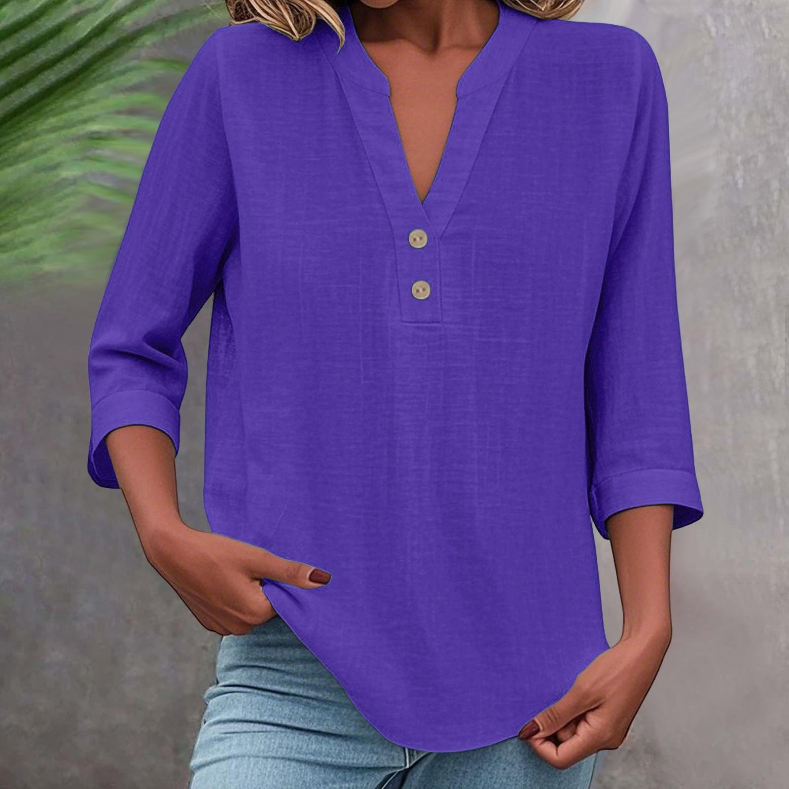 

Женская мода однотонная рубашка с рукавом три четверти, воротником-стойкой, повседневный пуловер S