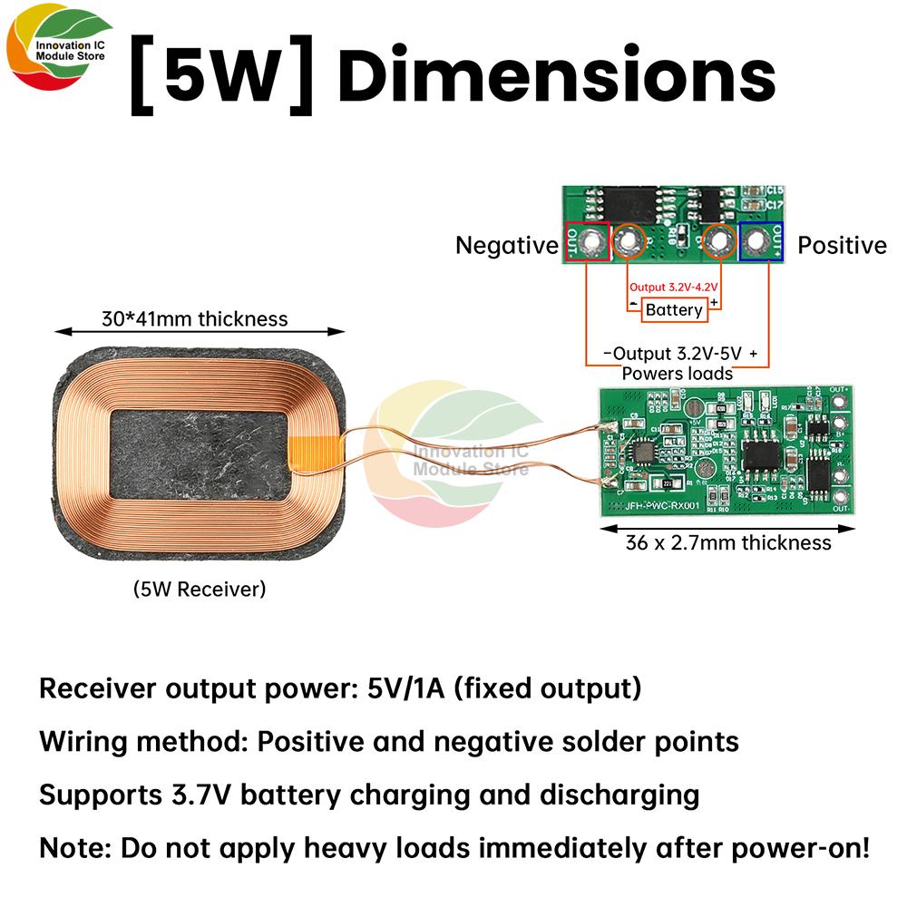 5W Wireless Charging Receiver Module Supports 3.7V Battery Charging And Discharging, Suitable for Table Lamp Headphone