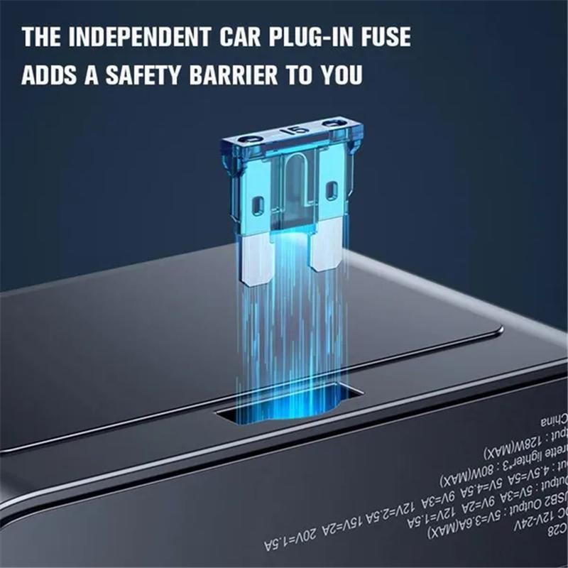 1 Stück 2023 Upgrade 7-in-1 12 V/24 V 128 W Kfz-Steckdosenverteiler QC3.0 Schnellladegerät mit 2 USB-Anschlüssen und 1 Typ-C-Anschluss