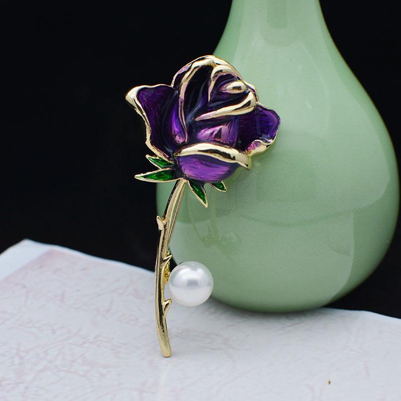 Handbemalte Öltropfen-Perlenbrosche, Rosenblütenbrosche, Pullover-Corsage, wildes Modeaccessoire