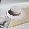 Small fresh letter webbing flat top straw hat female summer seaside photo shoot sun protection shade sand sun hat male