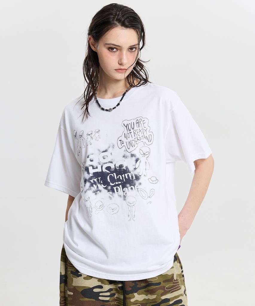 HOODHOOD Doodle Alien Short Sleeve T-Shirt White