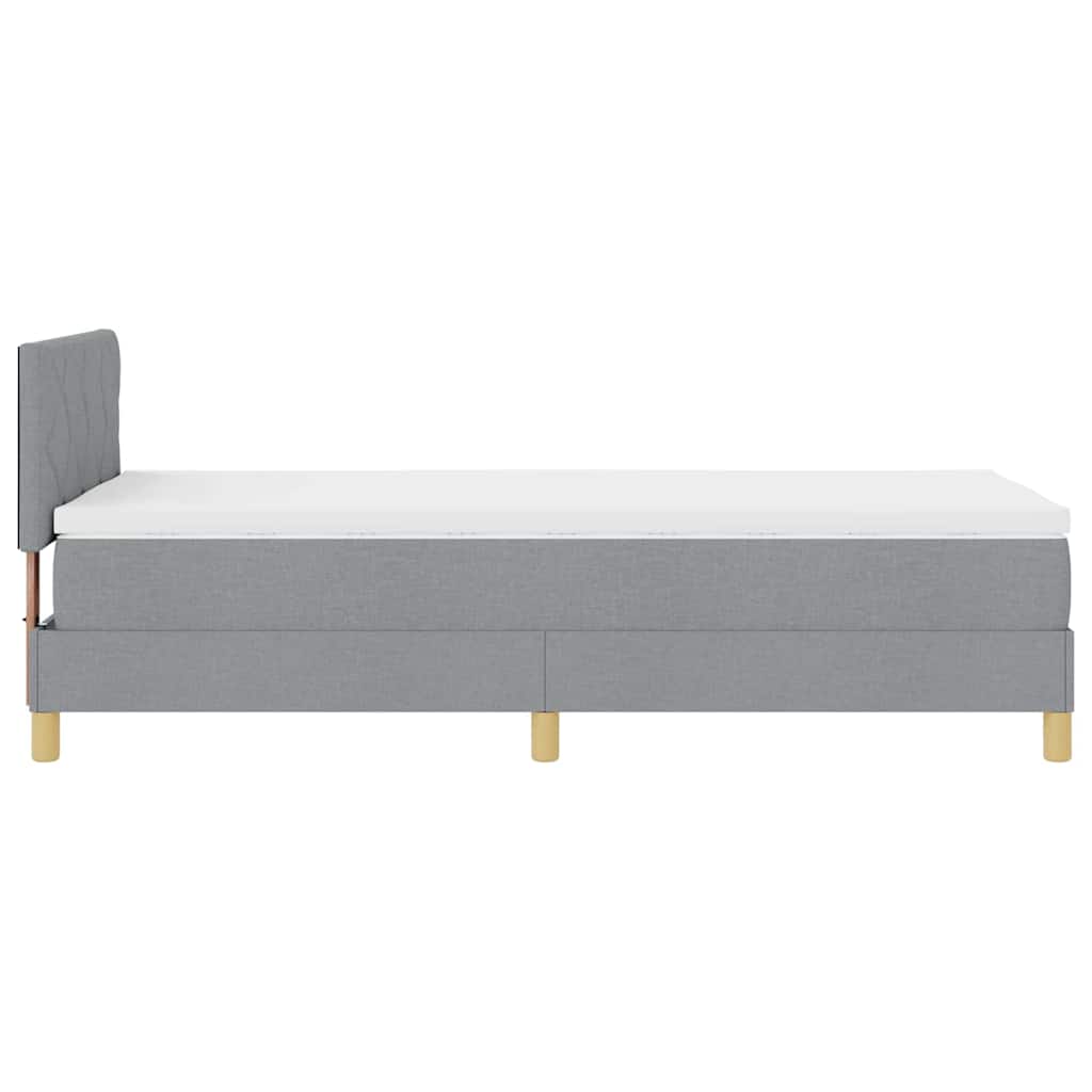 LED Box Spring Bed with Headboard Light Gray 100 x 200 cm Fabric