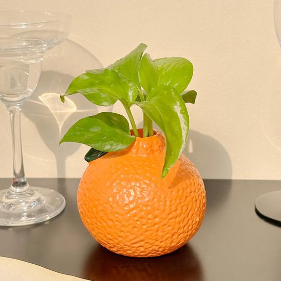 Vaso a Forma di Arancia Piccolo Design Vaso Idroponico Arancia Frutta Decorativa per Casa Ufficio