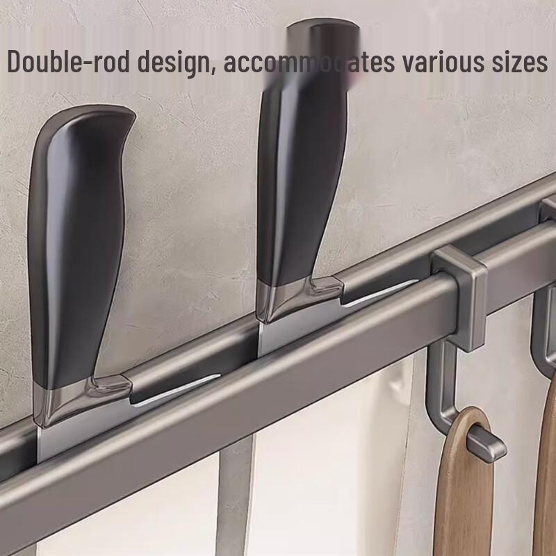 Wall-Mounted Kitchen Storage Rack with Hooks