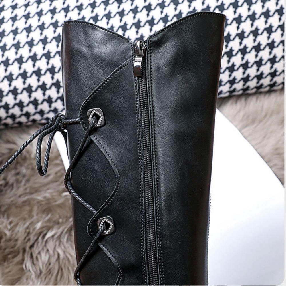 Женские осенне-зимние сапоги в рыцарском стиле в британском стиле на толстой подошве 39 — фото 11