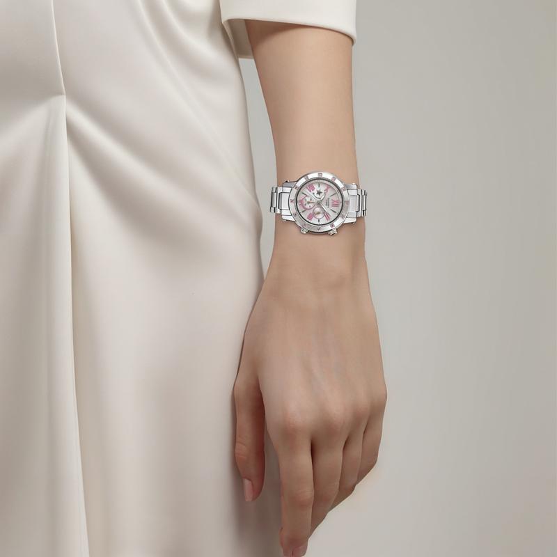 Casio SHEEN 50m Waterproof Solar Quartz Movement Stainless Steel Strap Japanese and Korean Watch Women's Watch Silver Dial SHN-7504D-7A