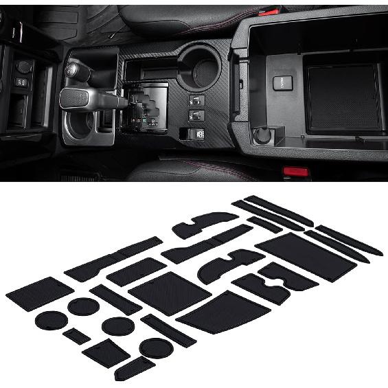 Premium Cup Holder, Console, And Door Pocket Erts Kit Compatible With Toyota 4Runner Accessories 2010-2024 (2 Row, Black Trim)-27PC Set