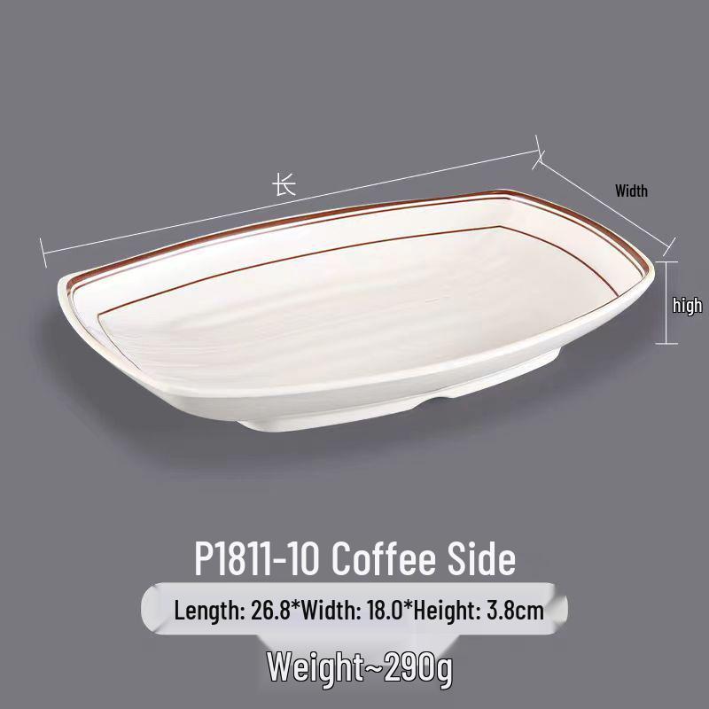 Melamine Rectangular Dinner Plate for Hot Pot, BBQ, and Cold Dishes - Porcelain-Look Restaurant Plate.