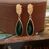 Vintage Emerald Drop Earring Zinc Alloy Needle 2025 New in Zircon Versatile High-end Fashion Earrings for Women