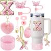 9PCS Accessory Set for Stanley Cup 30oz 40oz Butterfly Straw Cover Cap Silicone Boot Charm Initials Sticker Spill Proof Stopper Cup Holders 5