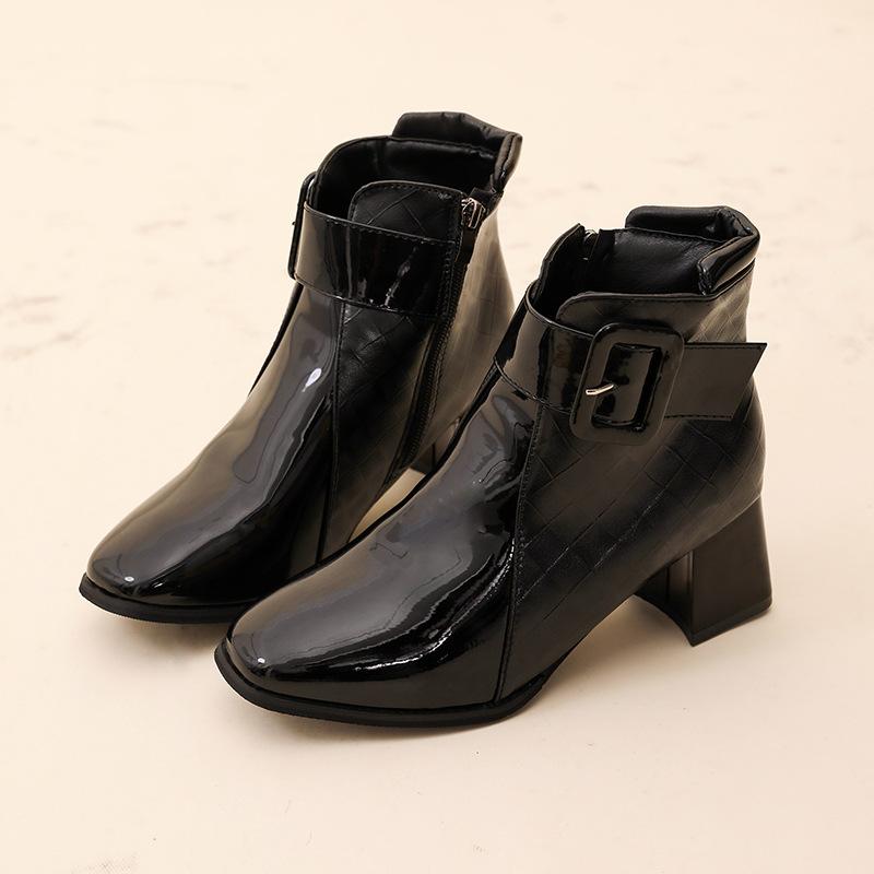 

French square head inner height increase small short boots children 2025 new summer and autumn Merad western cowboy ankle boots Martin boots 35 чёрный