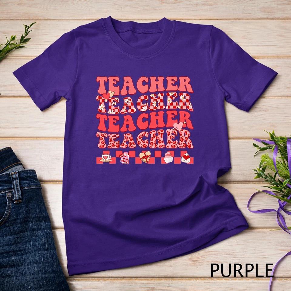 Teacher Valentine s Day Hippie Sweet Heart Teacher Womens T-Shirt Unisex T-shirt 6 4XL