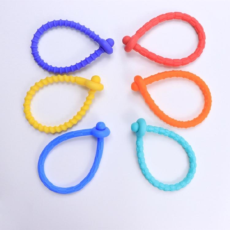 6Pieces Stretchy Silicone Bracelets Kids Sensory Toy Adjustable Textured Wristband Stress Relief Stimulation Sensory Toy