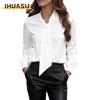 Damen Mode Lässige O-Ausschnitt Langarm Blusen & Hemden