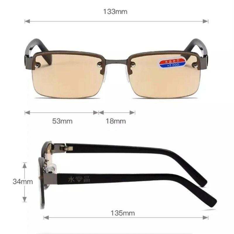 18PCS Half-Rim Reading Glasses Men Women Artificial Crystal Glass Lens Presbyopia Glasses +100 To +400