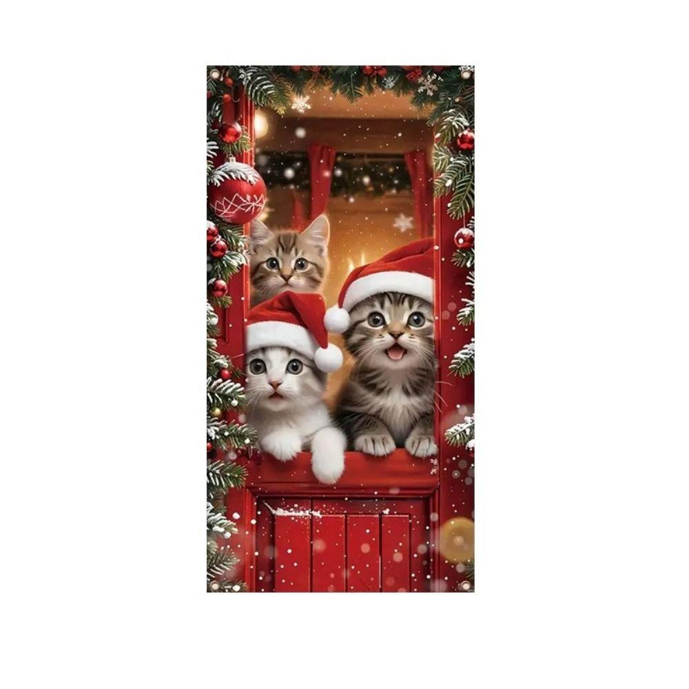 Animals Theme Christmas Door Cover 35.4x70.8" New Year Decoration  Home Supplies