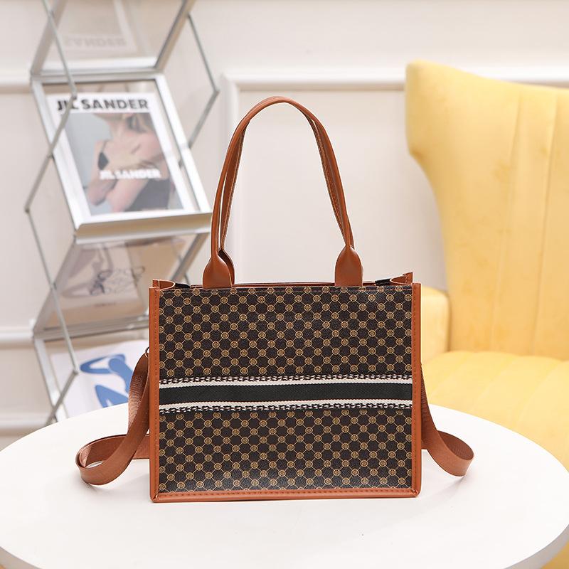 

Creative handbag printed polka dot shoulder messenger women s bag large capacity tote bag коричневый