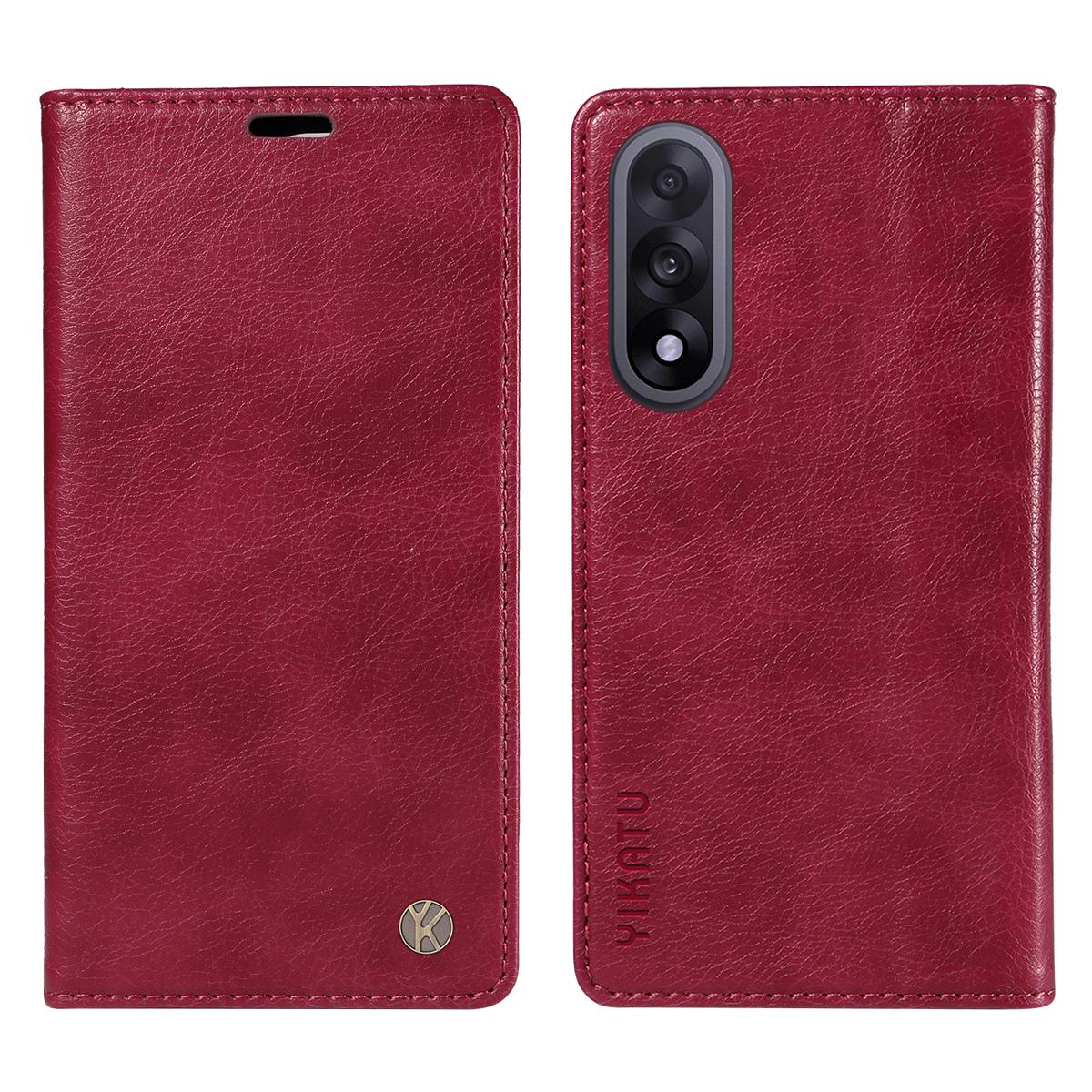 

For OnePlus Nord 5 5G/OnePlus Ace 5 Ultra 5G Wallet Case YIKATU YK-006 Magnetic Closure Leather Phone Cover Litchi Texture Wine Red