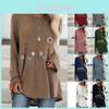 T Casual Womens Shirt Long Sleeve Flower Print Crew Neck Tops Loose Tunic Blouse