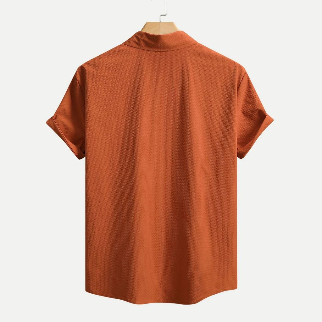 Herren Hemden Farbe Textur Knöpfe Kurzarm Herren Freizeitmode Kurzarmhemden