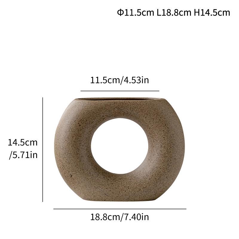 Japanese Ceramic Brown Flower Vase - Coarse Irregular Design for Home and Garden Decor