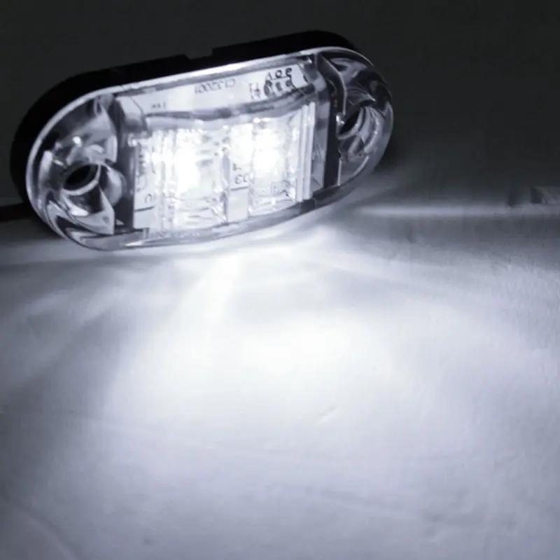 2Pcs DC 10V~30V LED Side Marker Lights Car External Light Alarming Tail Light Auto Trailer Truck Lorry Lamps White Color