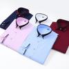 Men's Color Block Stretch Long-Sleeve Non-Iron Business Casual Shirt