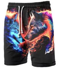Men's beach shorts, elastic rope design, flag print, comfortable and soft shirt, summer