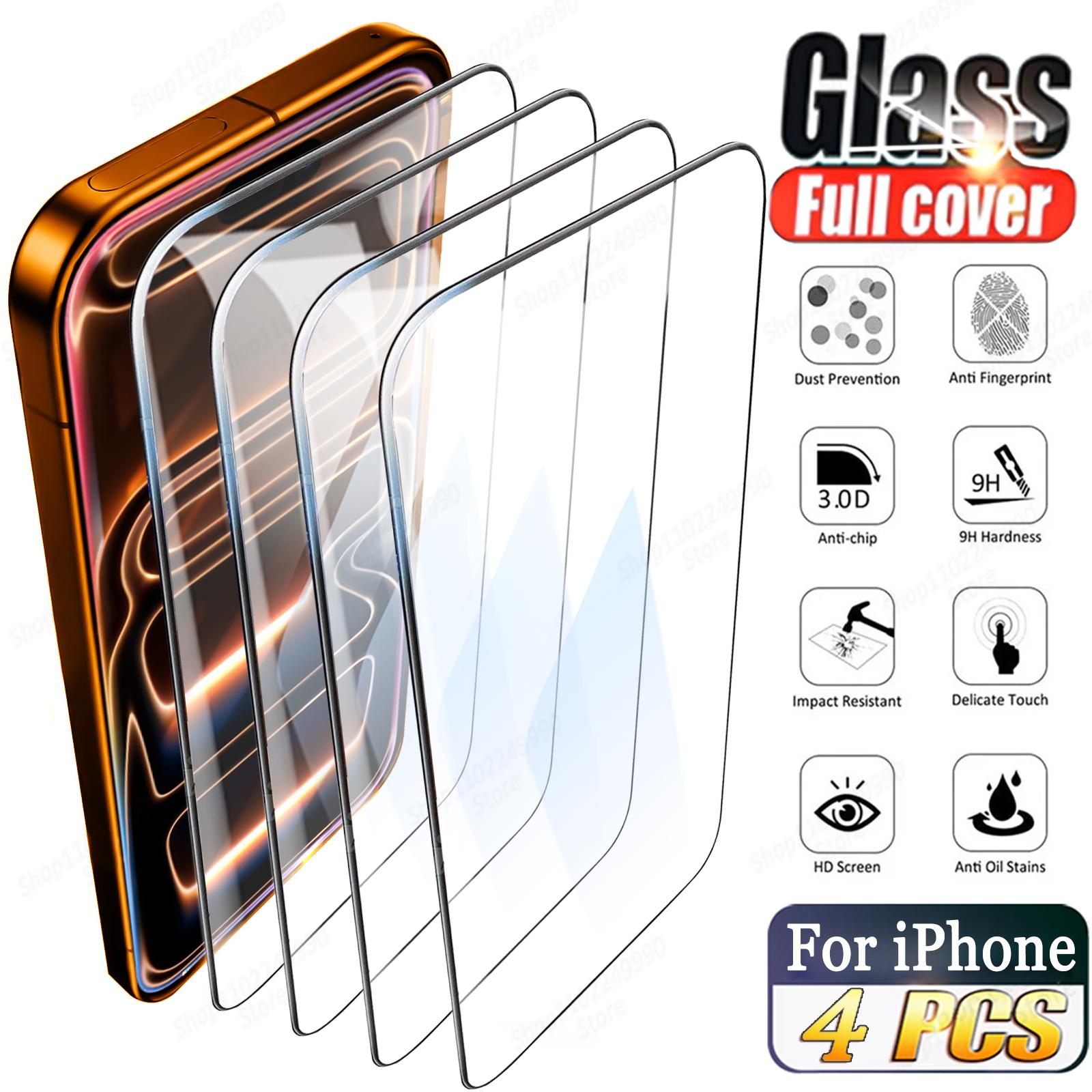 

4 шт 8k hd закаленное стекло для iphone 17 pro max air 14 15 plus 13 12 mini 11 16 pro max 16e xs полное покрытие защитная пленка стекло iPhone 6 Plus/6S Plus чистый