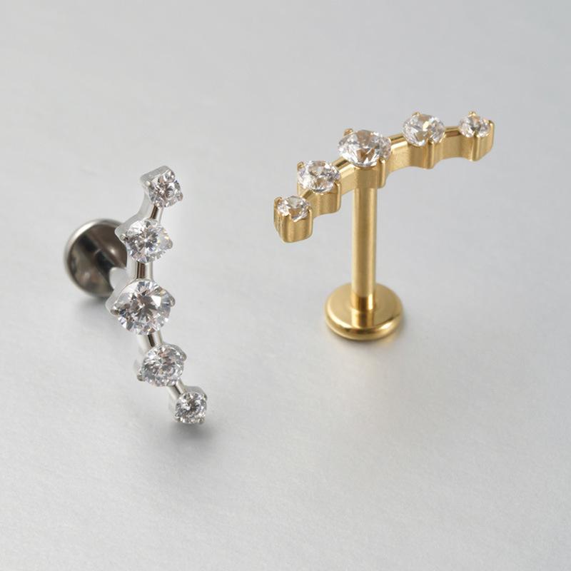 G23 Titanium Zirconia Ear & Lip Stud with Micro-inlaid Zirconia